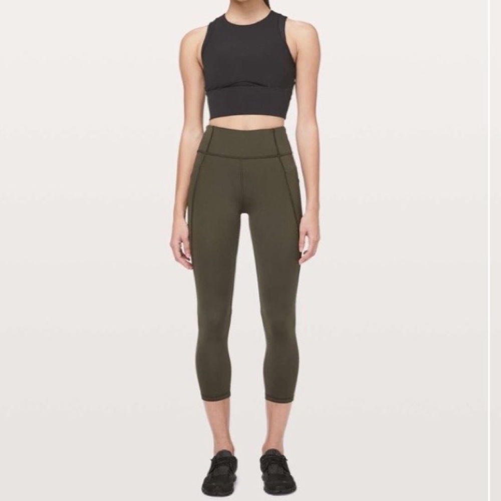 Lululemon Time To Sweat Crop *23" Dark Olive green size 4 W6AWSS